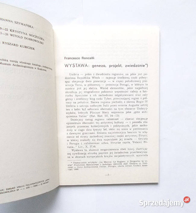 starozytności z Umbrii w Krakowie książka Umbria Poznań