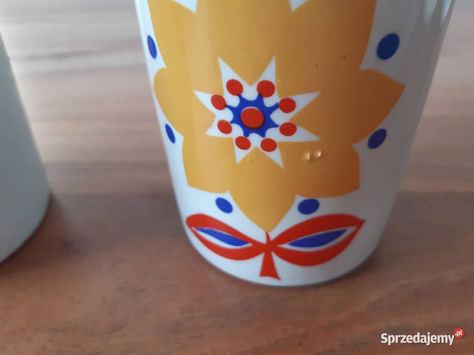 PRL Chodzież kubek w kwiaty 3 sztuki 80