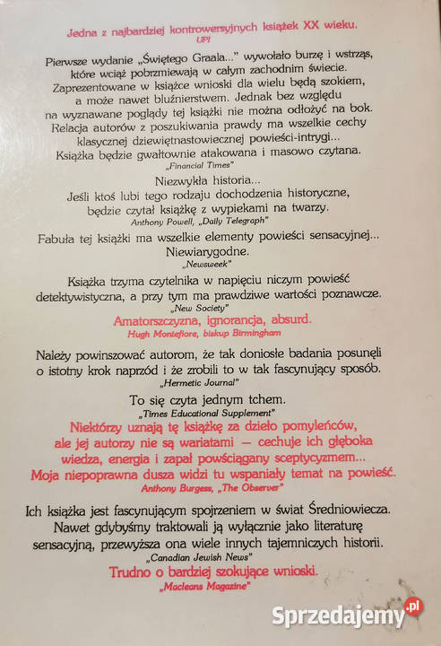 Baigent Leigh Lincoln Święty Graala Święta Krew Rok wydania 1997 Pozostałe Lędziny