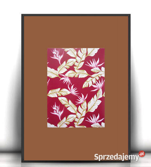 boho plakat A4 maly plakat do przedpokoju liście wielokolorowy
