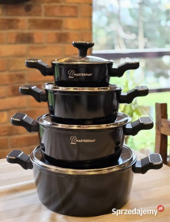 259 Garnki lakierowane czarne 4 sztuki Masterpan Zabrze