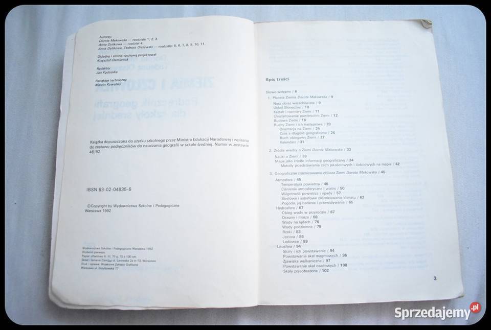 Ziemia i człowiek Podręcznik geografii szkoły Rok wydania 1992 mazowieckie Płock