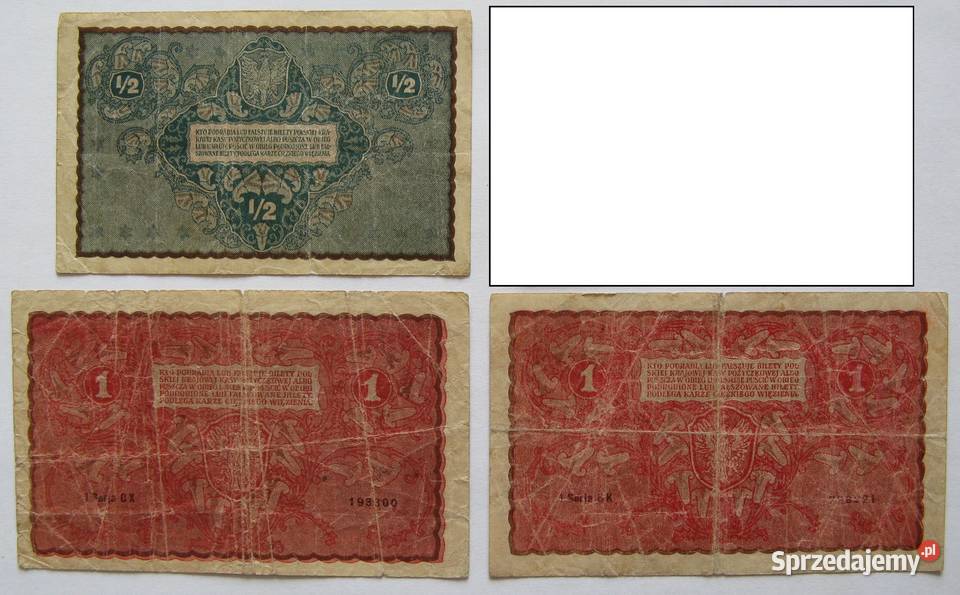 12 Marki Polskiej 1920 2 x 1 Marka Polska 1919 Dąbrowa Górnicza