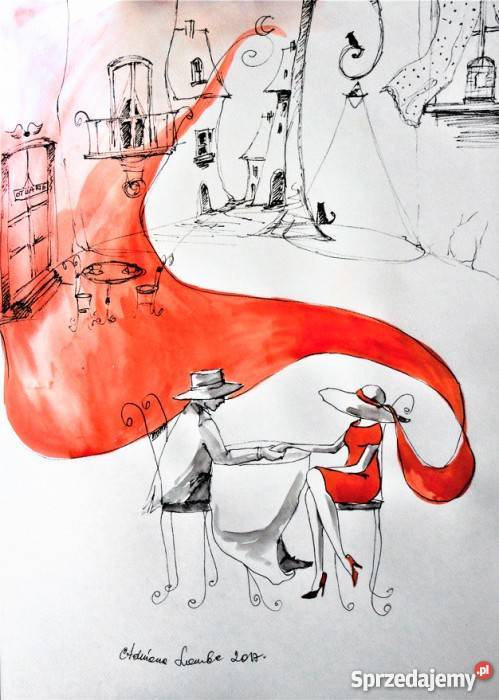 Akwarela i piórko W kawiarni artystki Adriany śląskie