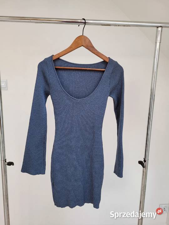 Niebieska szara kolor gołębi sukienka z dzianiny małopolskie Liszki sprzedam