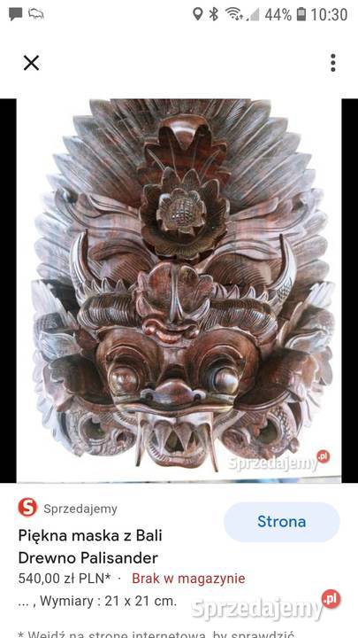 Drewniana maska lwa Bali Indonezja UNIKAT Janów Lubelski