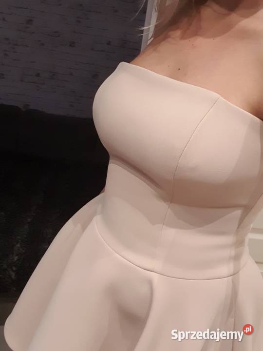 Elegancka sukienka róż pudrowy Bizuu r38 bez rękawa