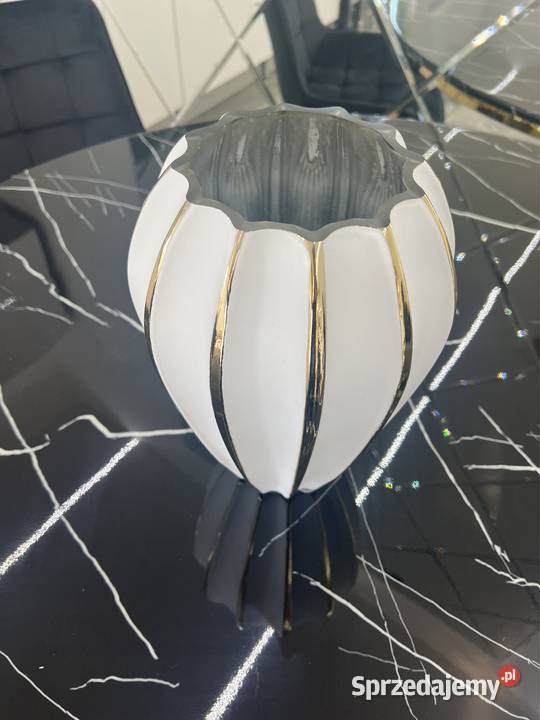 Nowoczesny złoty biały wazon na kwiaty luksusowy Nowy Sącz