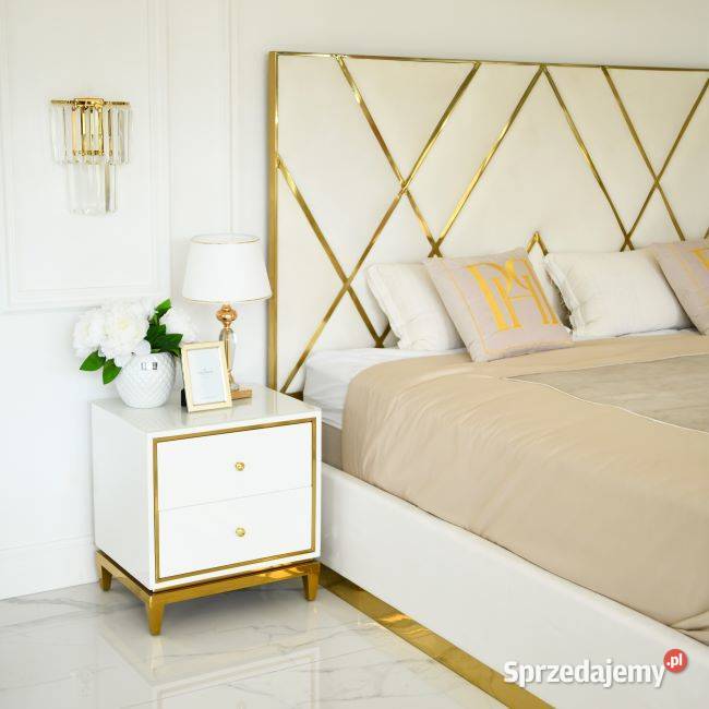 ŁÓŻKO IMPERIAL Glamour 180x200 Białe Welwet Warszawa