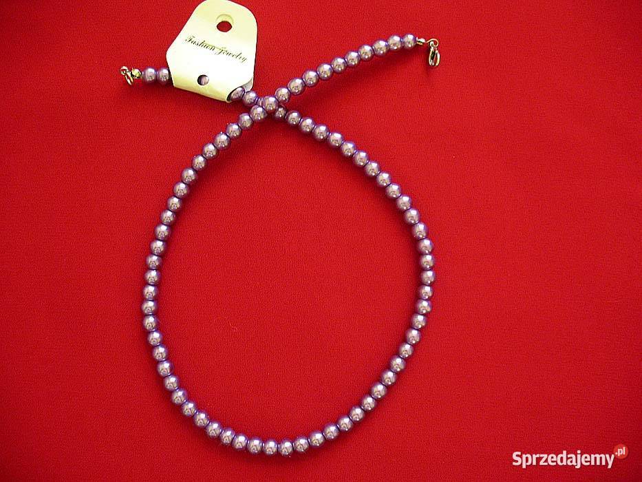 Perły krótki naszyjnik z liliowych pereł długość Dla kobiet Siedlce sprzedam