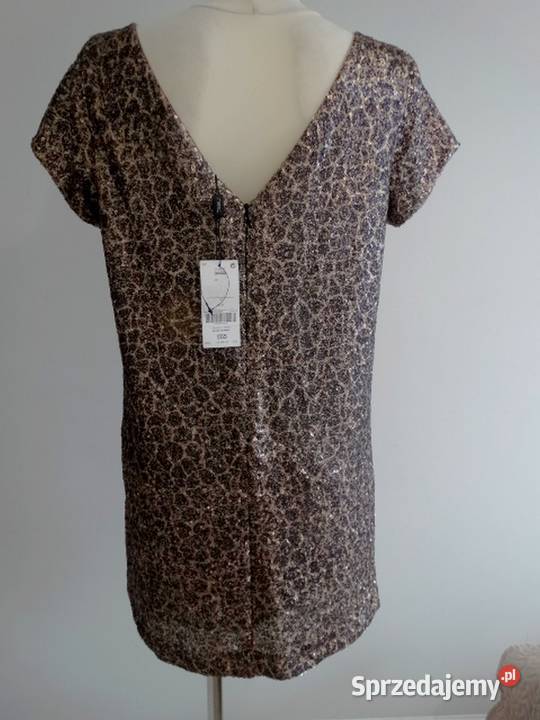 Sukienka Złota Cekinowa Balowa Wieczorowa