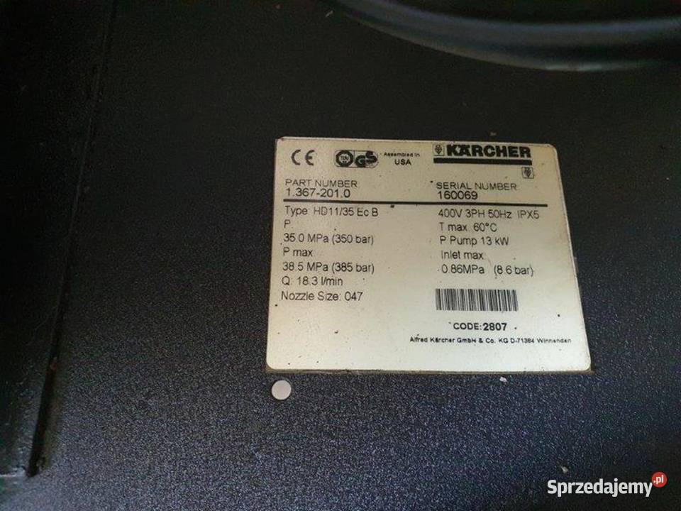Myjka ciśnieniowa Karcher HD 1135 350 BAR HD wielkopolskie sprzedam