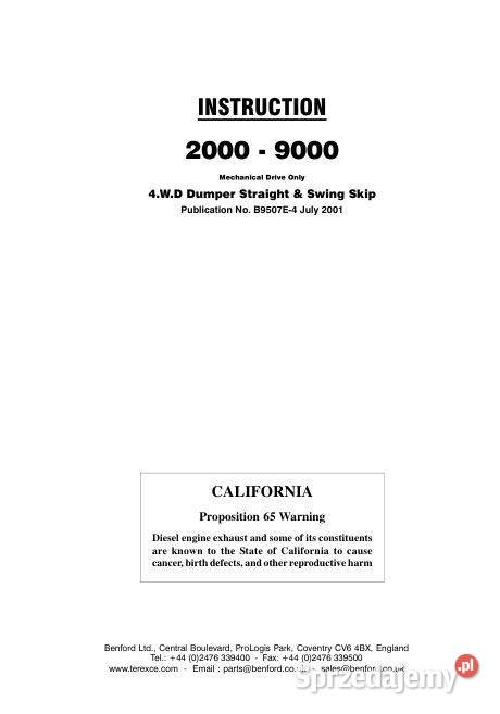 Terex Benford 2000 3000 4000 instrukcja obsługi motoryzacja, transport Kielce sprzedam