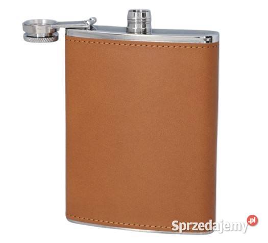 JasnoBrązowa Piersiówka Obszyta Skórą 8 OZ ok Ostrowy nad Okszą