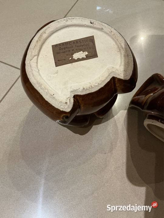 Słoń Porcelanowy Tajemny Schowek Sygnowany Czasy brązowy Nowa Sól