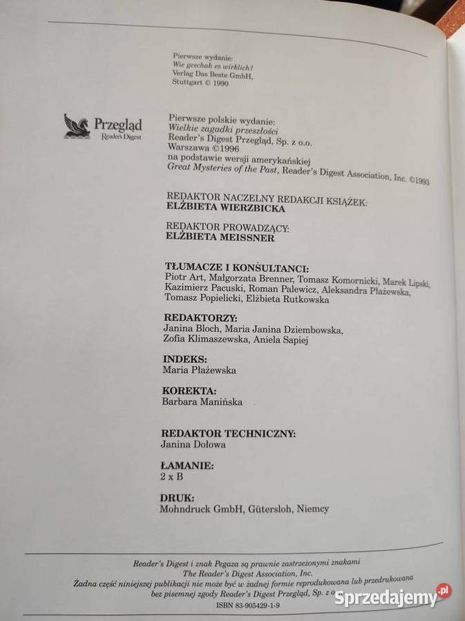 Wielkie zagadki przeszłości Readers Digest w twarda Kielce
