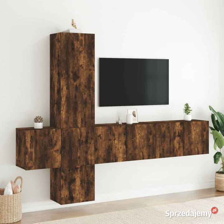 5cz zestaw mebli TV przydymiony dąb materiał
