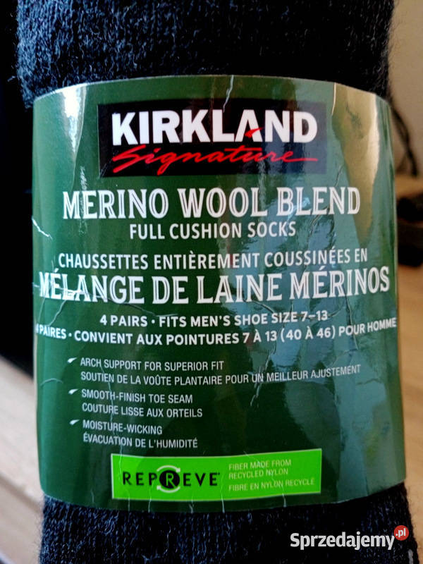 Skarpety KIRKLAND MERINO WOOL 52 USA 4Pack r4146 Bielizna