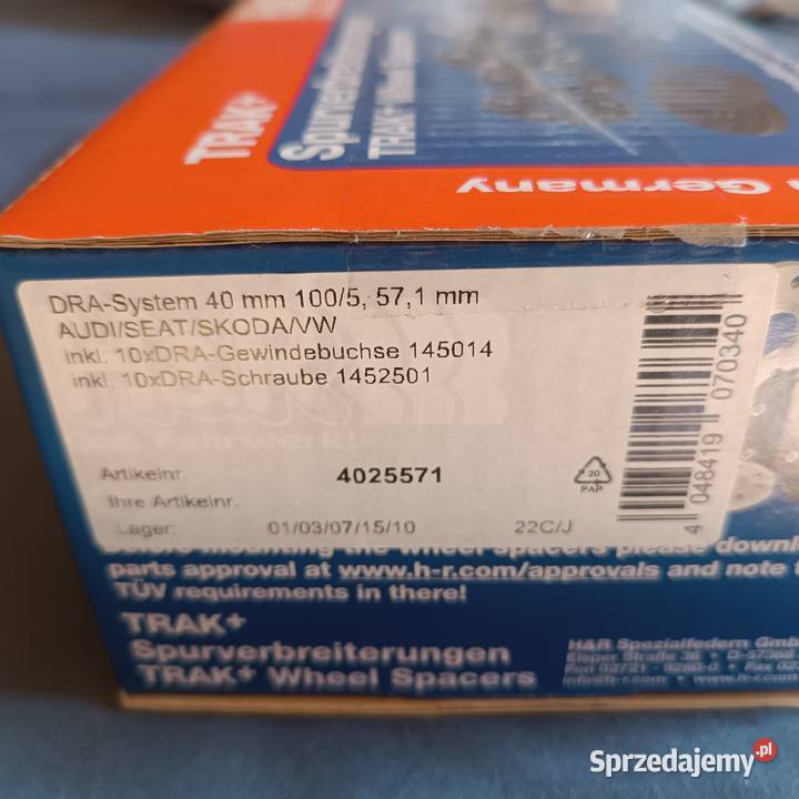 Dystanse nowe 5x100 HR 20mm 571mm przykręcane VW Inowrocław