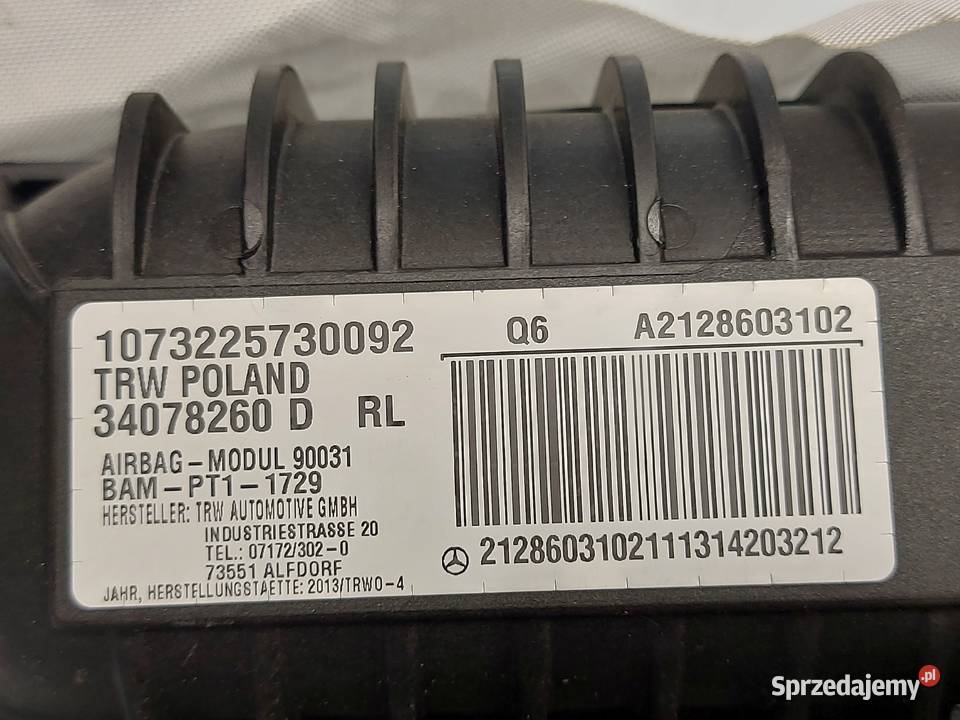 MERCEDES E KLASA W212 LIFT AIRBAG poduszka świętokrzyskie Kielce