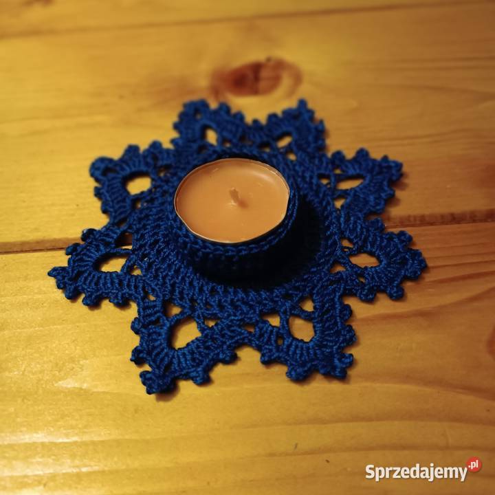Świecznik ręcznie wykonany na szydełku Warszawa