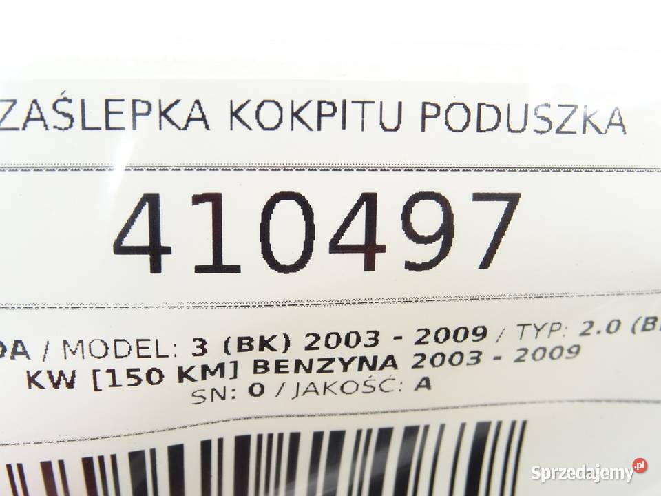 ZAŚLEPKA KOKPITU PODUSZKA MAZDA 3 Hatchback 0309
