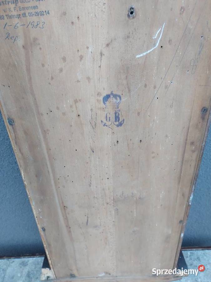 S115 Skrzynia obudowa starego zegara pieczęć GB pomorskie Tczew