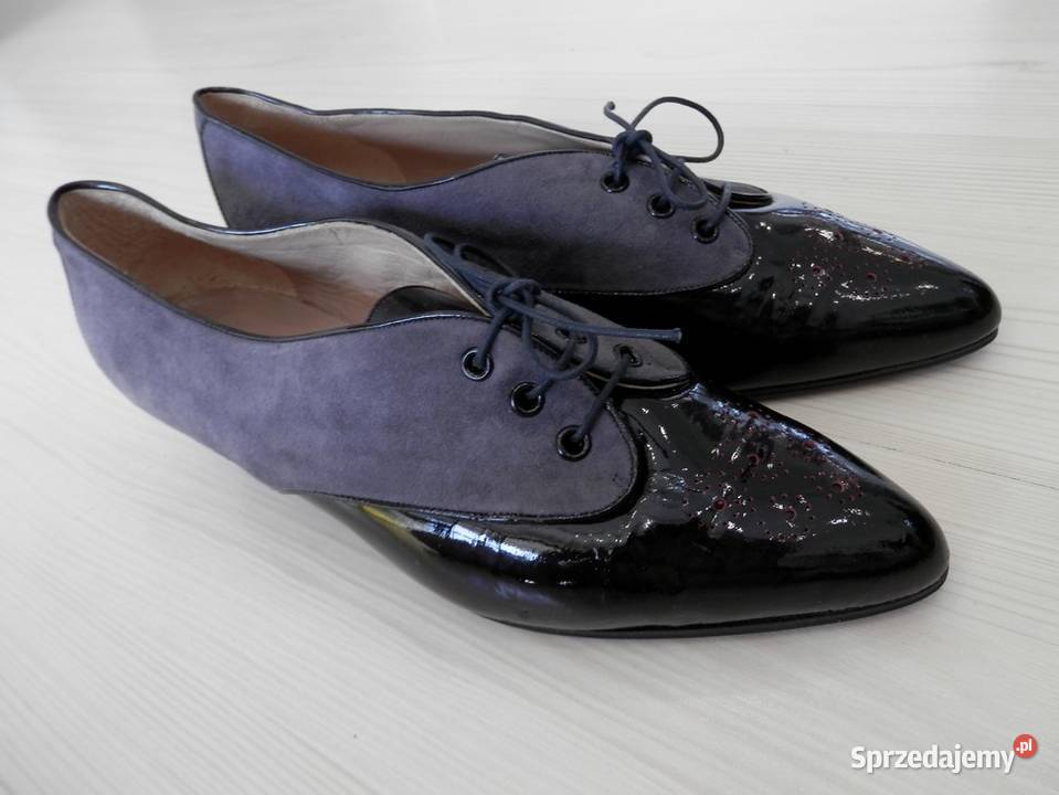 Buty Damskie Włoskie Czółenka Jazzówki Oksfordki