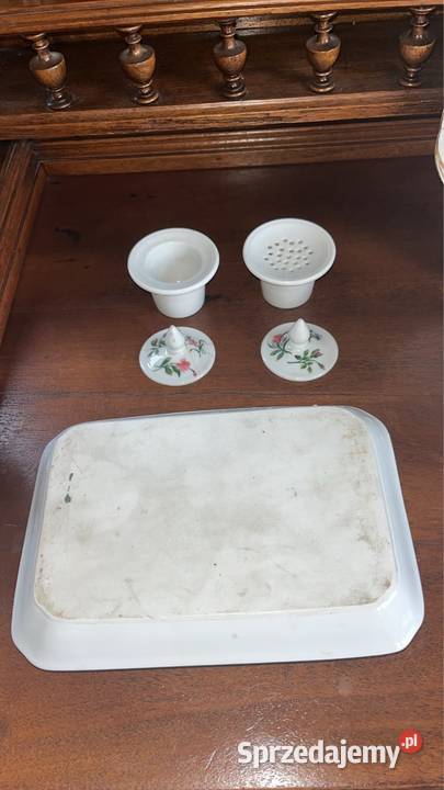 Kałamarz Biała porcelana Róże i chabry Gdańsk