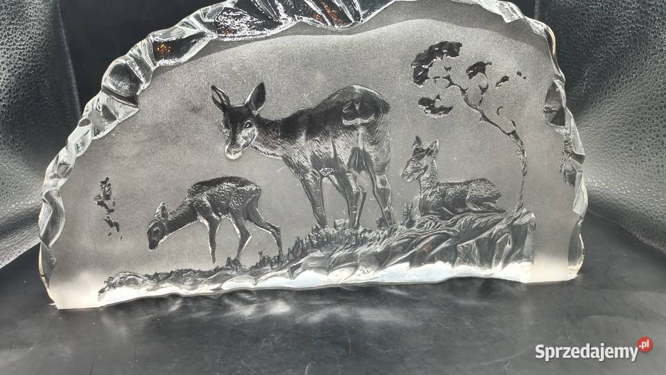 Szkło duży przycisk do papieru motyw myśliwski Porcelana i szkło Zamość