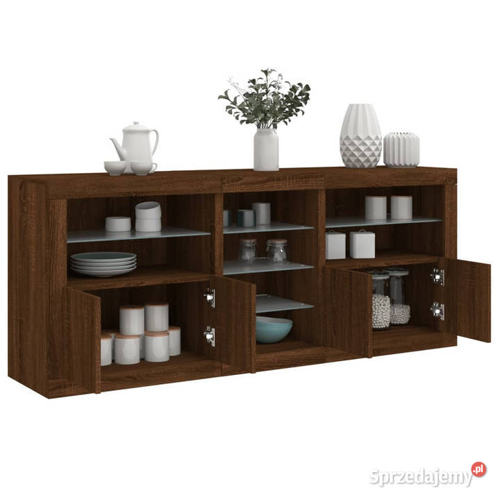 Szafka z oświetleniem LED brązowy dąb 162x37x67 mazowieckie Warszawa