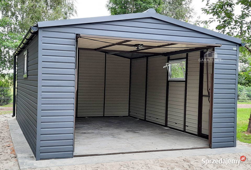 GARAŻ BLASZANY 5m x 6m DWUSPAD BRAMA UCHYLNA Łapanów