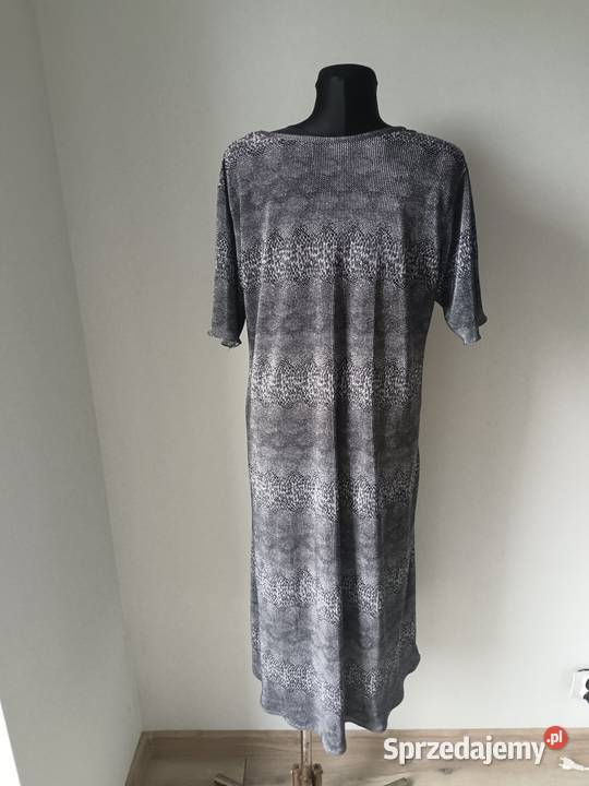Długa Suknia kolor szary krótki rękaw wzór skóra szary/srebrny Krosno sprzedam