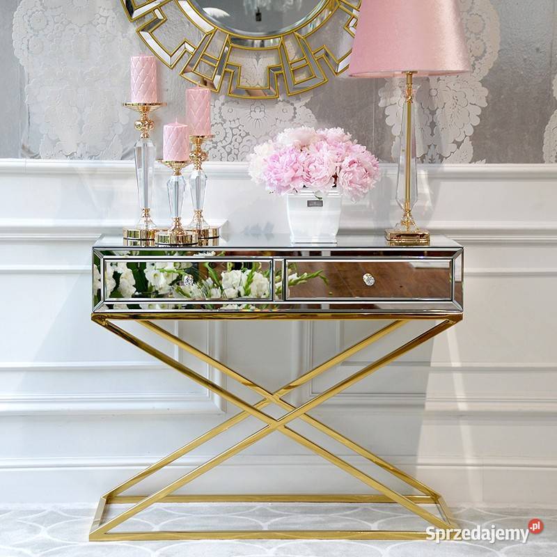 Konsola LUSTRZANA CHICAGO GOLD Złota Glamour 40cm Warszawa sprzedam