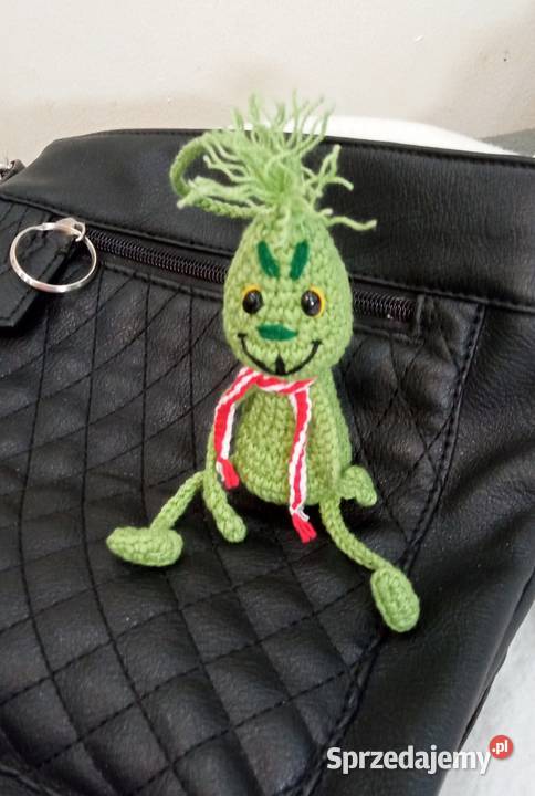 Grinch wykonany na szydełku brelok zawieszka Łask