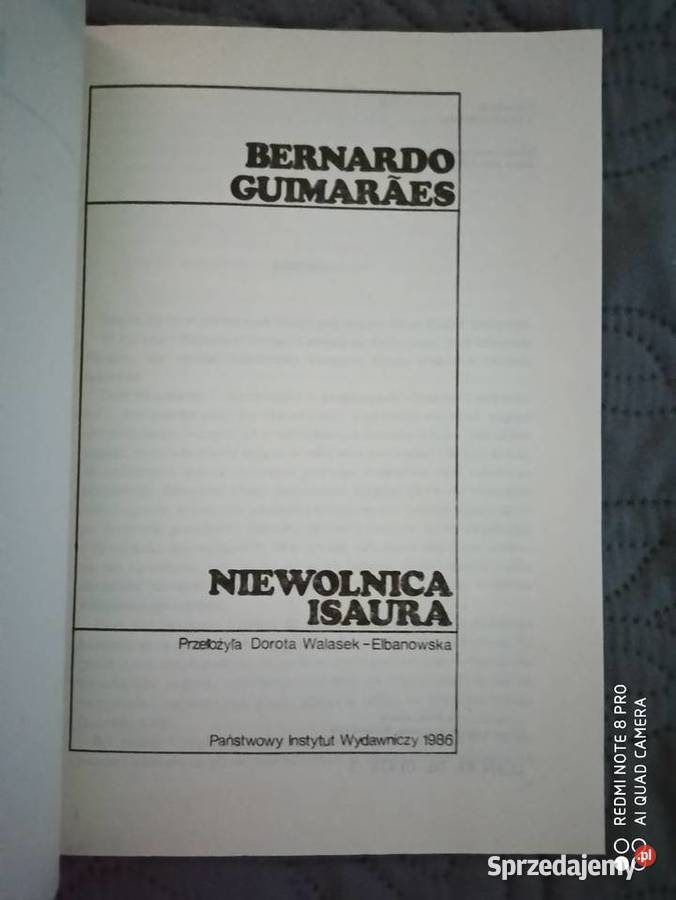 NIEWOLNICA ISAURA Bernardo Guimaraes Książki i Podręczniki Warszawa sprzedam