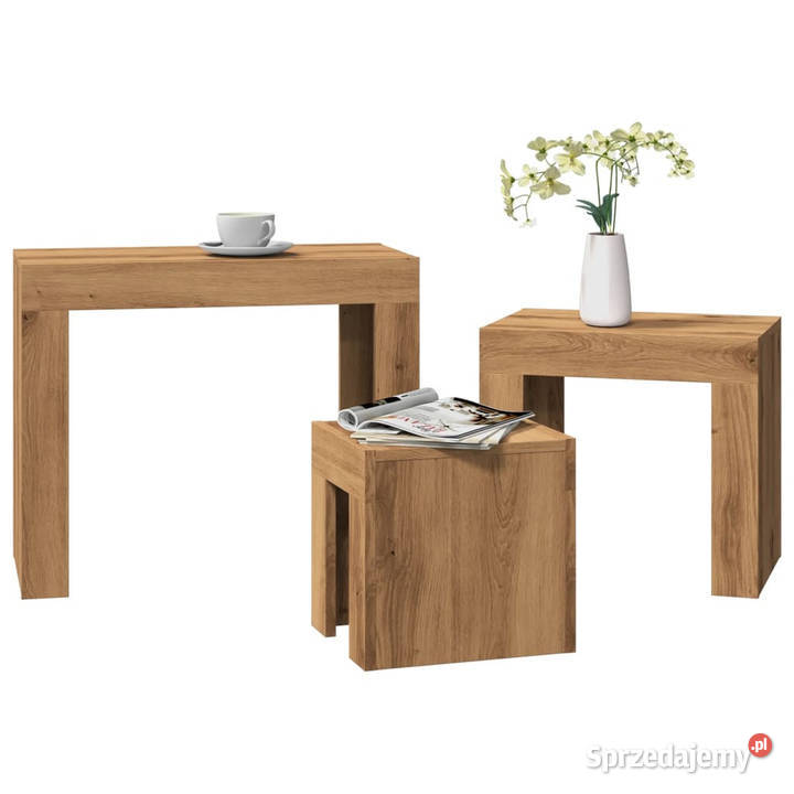 Stoliki kawowe wsuwane jeden drugi 3 dąb artisan