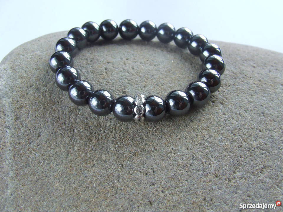 Bransoletka z hematytu hematyt cyrkonie z Stalowa Wola