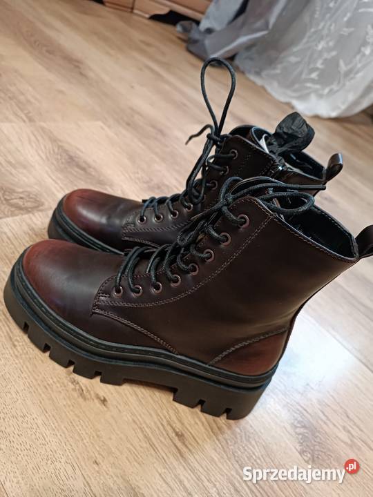 botki evenodd bordeaux 37 gruba podeszwa nowe z skóra Katowice sprzedam