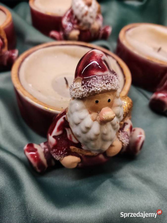 Świeczniki ceramiczne ze Świętym Mikołajem opolskie Głuchołazy