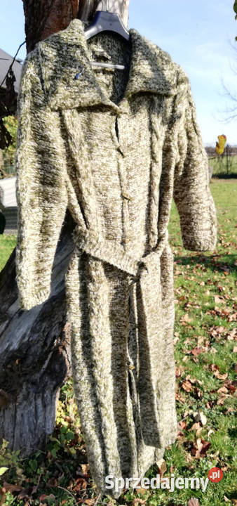 Długi zrobiony na drutach płaszcz sweter r4042 Kraków