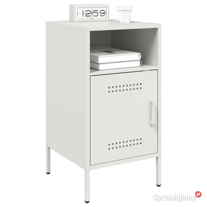 Szafka nocna biała 36x39x68 stal WM843076 Nocne