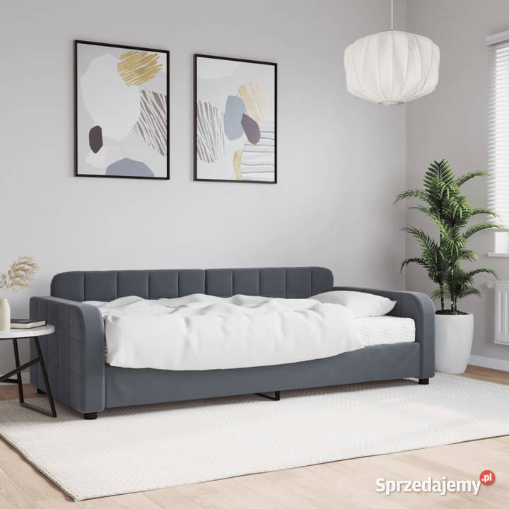 Sofa z materacem do spania ciemnoszara aksamit mazowieckie sprzedam
