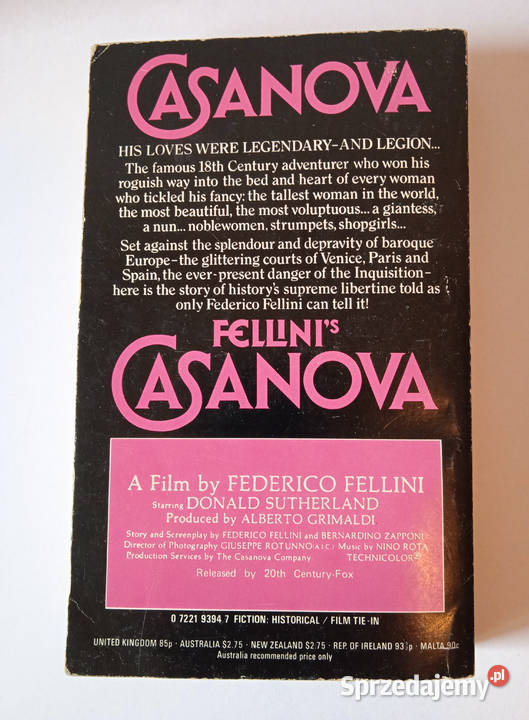 Fellinis Casanovaretold by Bernardino Zapponi Poznań