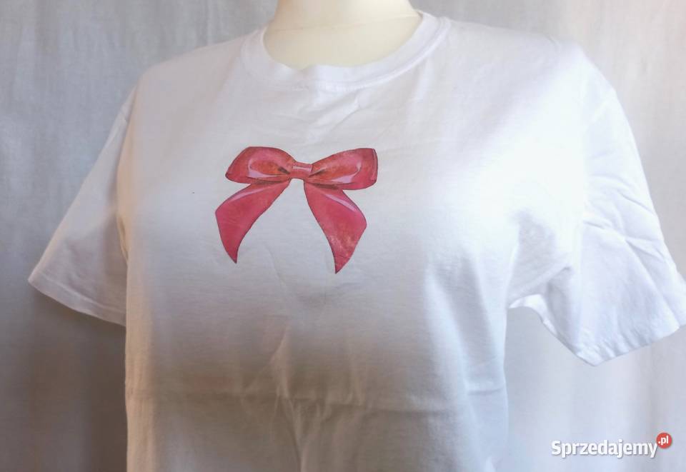 Tshirt biały Damski bawełna r 38 Kokardka NOWY Białystok