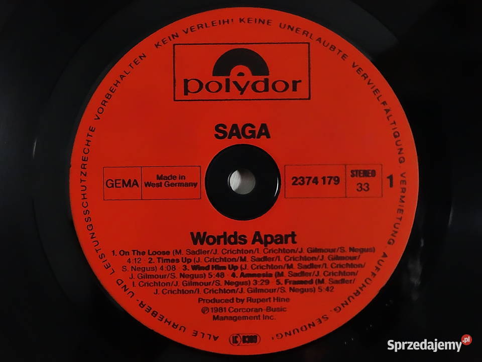 Płyta winylowa Saga Worlds Apart 1981 Stan płyta winylowa Biłgoraj
