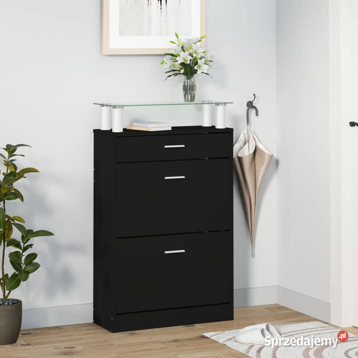 Szafka na buty czarna 63x24x104 materiał Warszawa