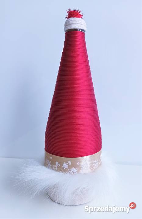 Butelka ręcznie zdobiona Boże Narodzenie Santa śląskie Katowice