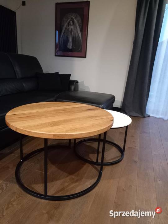 Zestaw stolików blat lity dąb corian Kotowice