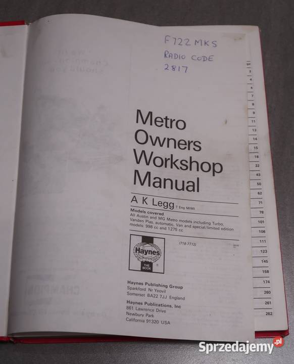 Haynes AUSTIN METRO MG Vanden Plas 19801989 mazowieckie Siedlce